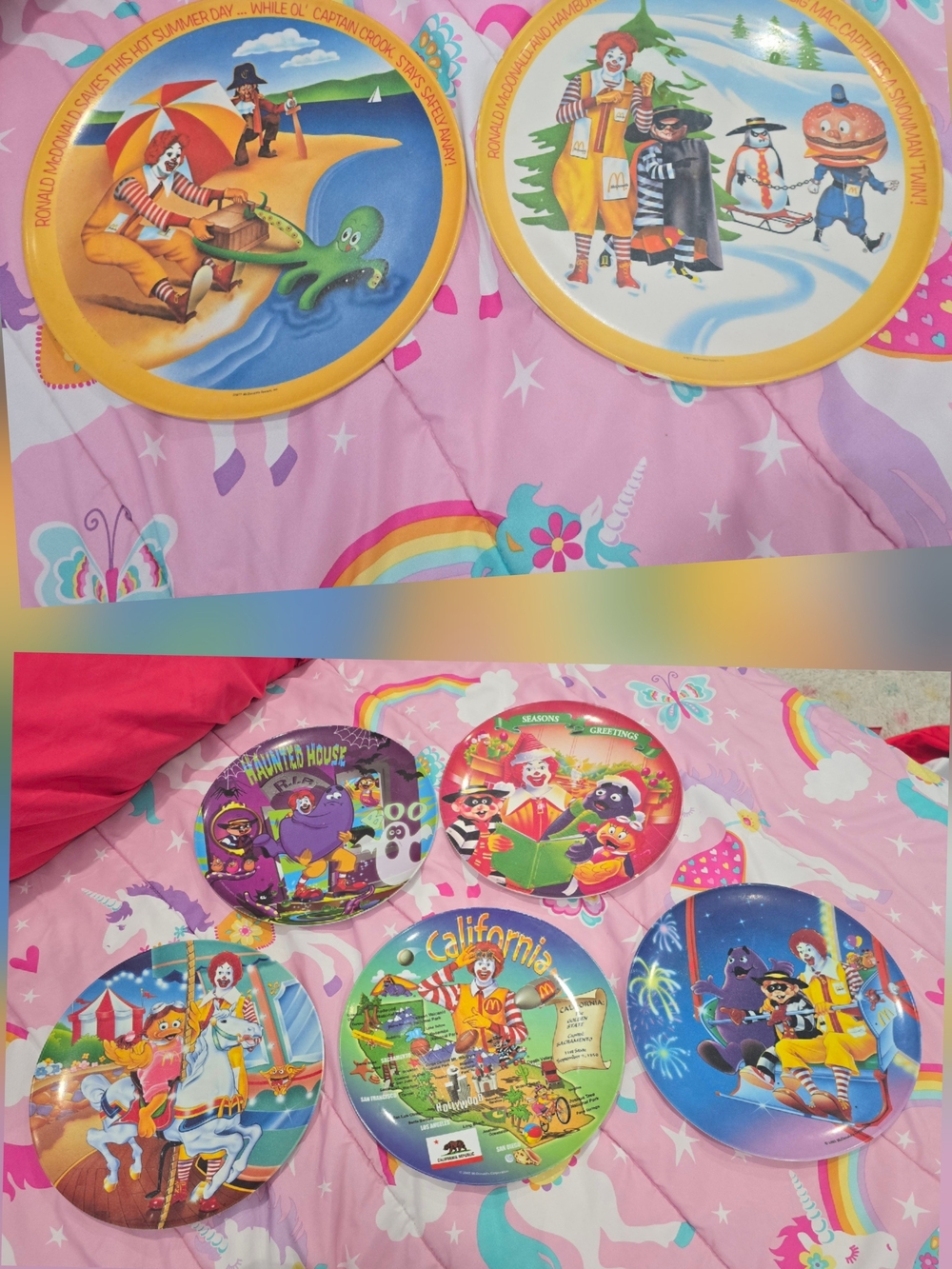 For 7 Vintage Ronald McDonald’s Collector Plates Seasons Holiday California